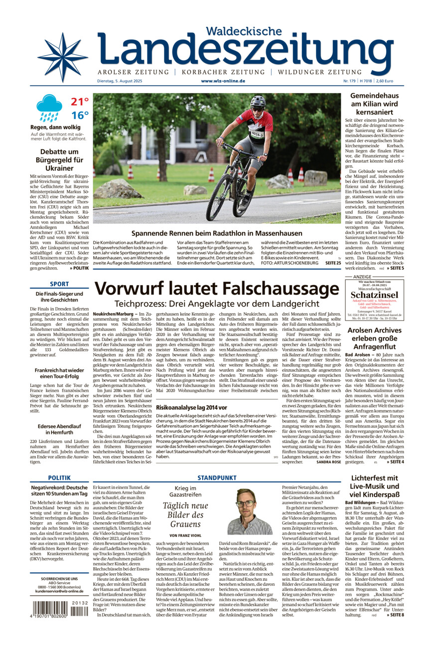 Waldeckische Landeszeitung vom Dienstag, 05.08.2025