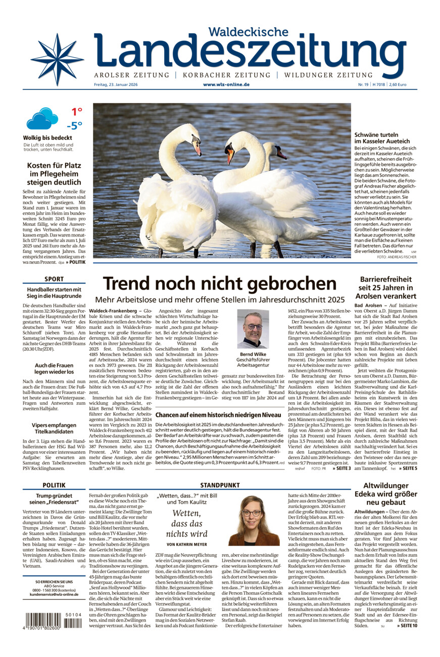 Waldeckische Landeszeitung vom Freitag, 23.01.2026
